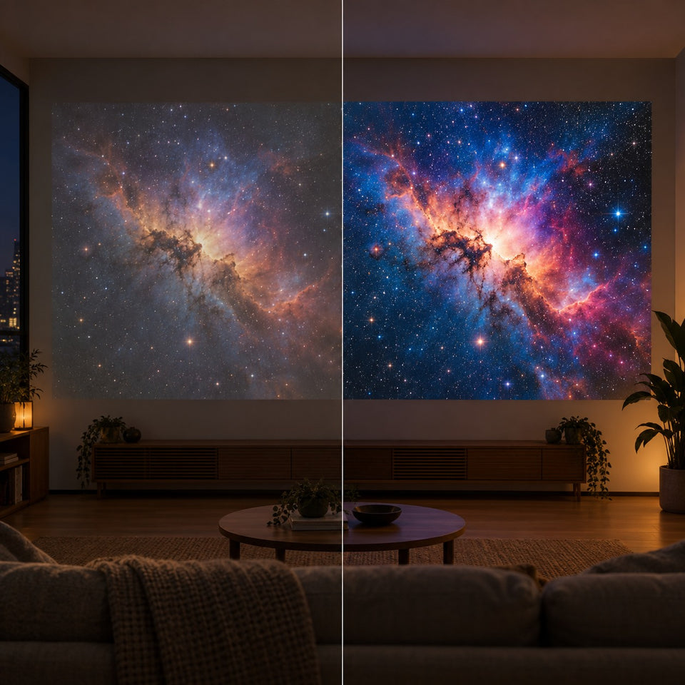 Miniprojektor Projektorland Luma Pro – 400 ANSI-lumen, Full HD 1080p, autofokus, Android 14 och Wi-Fi 6